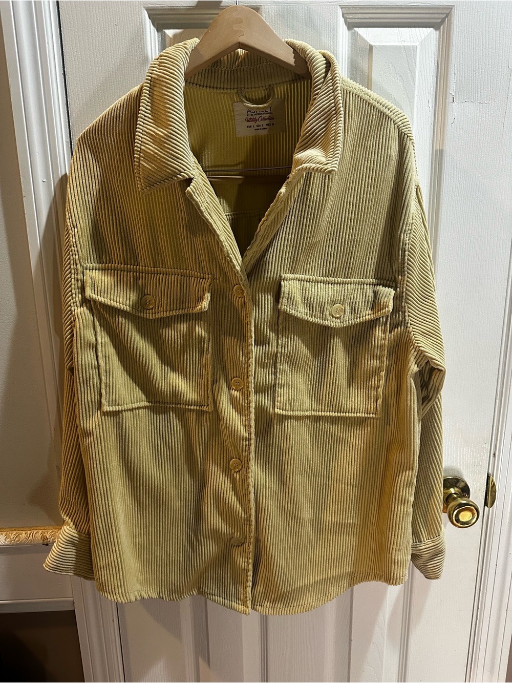 Ashley By 26 International Yellow Corduroy Shirt Jacket Shacket Utility L